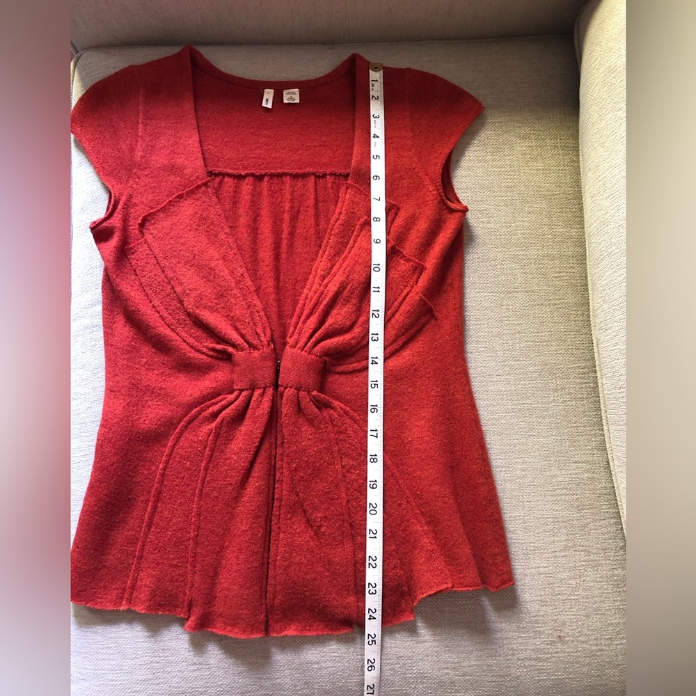 Anthropologie Moth Orange/Rust Wool Bow Front Sweater Vest - size Small - Picture 6 of 6